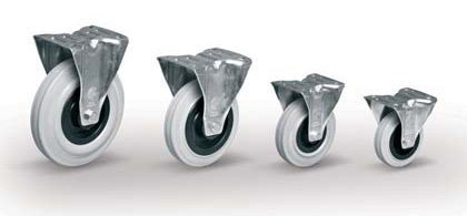 Graugummi-Lenkrolle mit Feststeller, Durchmesser 100 mm - 3