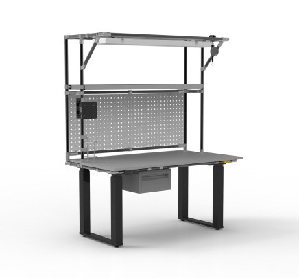 ESD Elektrisch höhenverstellbarer Arbeitstisch mit Aufsatz