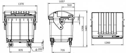 Müllgroßbehälter MGB 1100 Standard, aus Kunststoff - 9