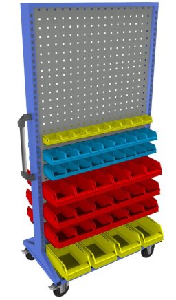 Stellwand mit Sichtlagerkästen, PSZ_23_B_VAR_6, mobil