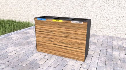 Mülleimer 3-fach Pera, aus Holz, für Außenbereich - 1
