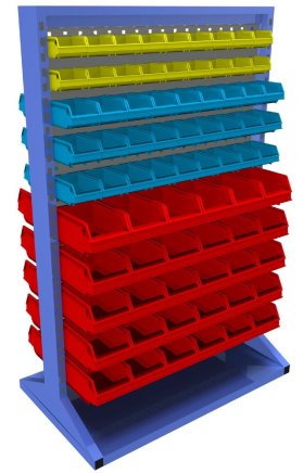 Stellwand mit Sichtlagerkästen, beidseitig (6 Modelle)