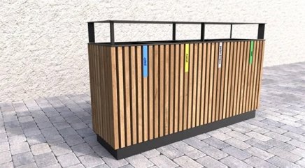 Mülleimer 4-fach, Lamela IV, mit Dach - 3