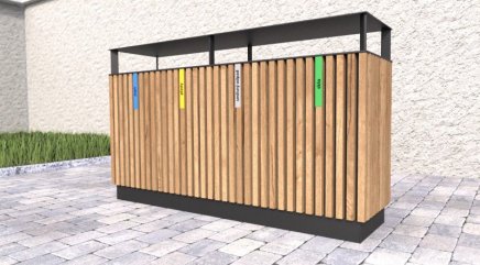 Mülleimer 4-fach, Lamela IV, mit Dach - 2