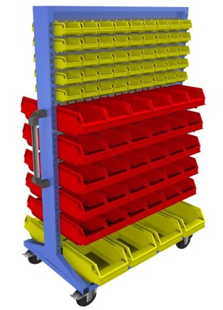 Stellwand mit Sichtlagerkästen, PSZ_22_B_VAR_2, mobil