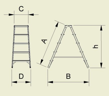 Stufenstehleiter Eurostyl, beidseitig begehbar (7 Modelle) - 2