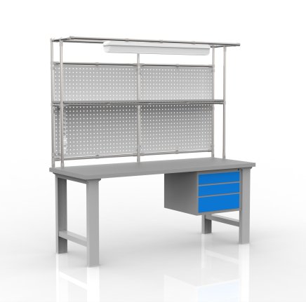 Höhenverstellbarer Werkstatttisch mit Aufbau 24081903 - 4