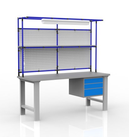 Höhenverstellbarer Werkstatttisch mit Aufbau 24081903