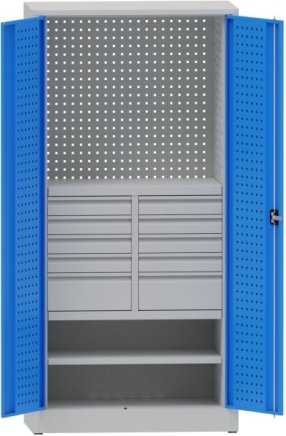 Werkstattschrank mit Schubladen und Fachboden